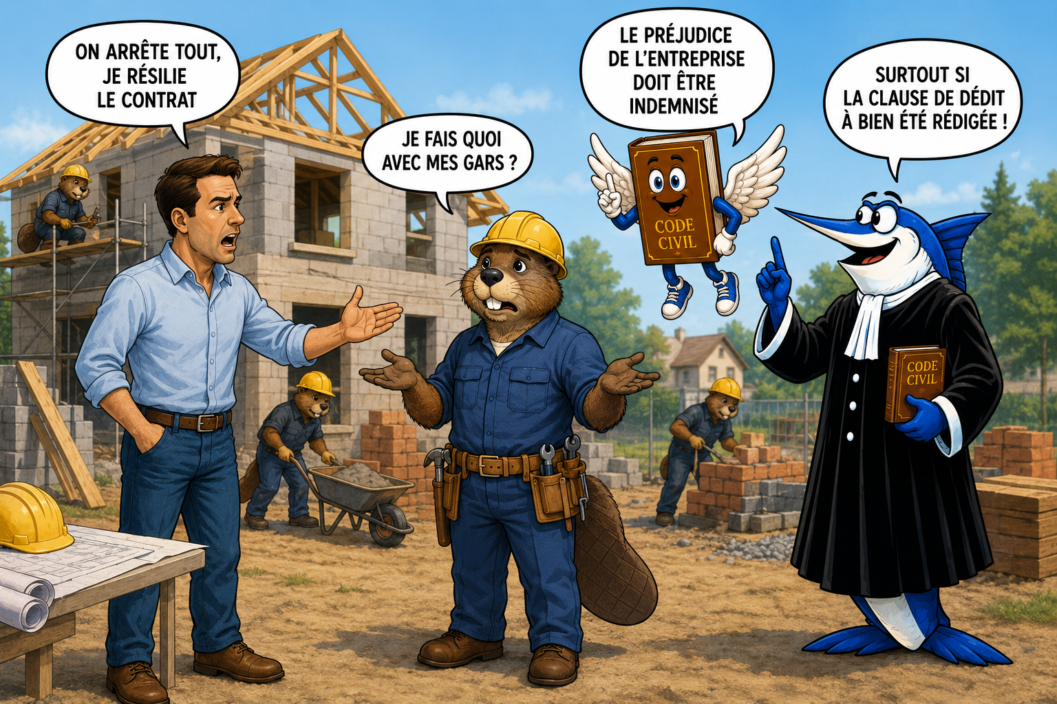 Clause pénale chantier clause de dédit résiliation indemnisation maître d'ouvrage entrepreneur artisan construction